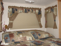 After - RV window with pleated shades