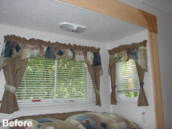 Before - RV window with mini-blinds