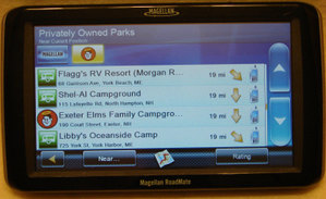 Magellan-RV Park Selection Screen