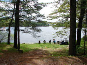 Campers enoying the beautiful setting